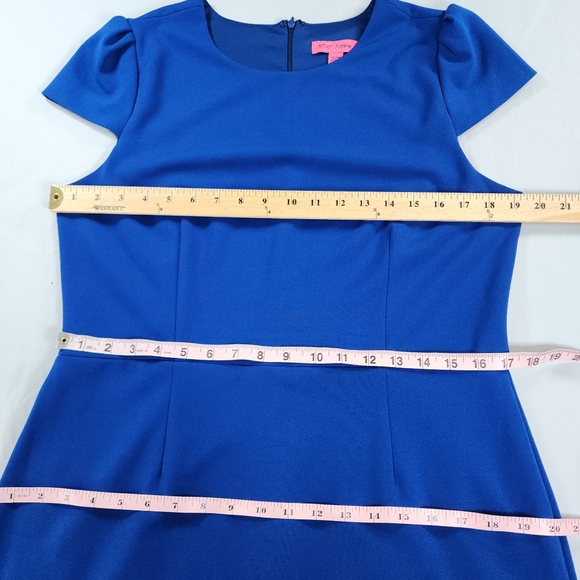 Betsey Johnson Royal Blue Sheath Midi Dress Cap Sleeves Size 14 - Picture 5 of 16